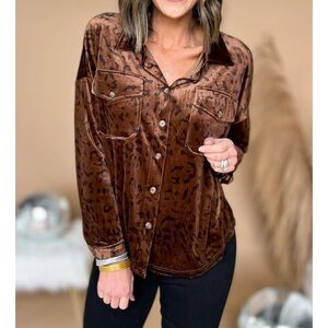 JODIFL Brown Leopard Print Blouse